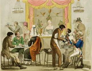 Interieur van een Koffiehuis, gepubliceerd voor William Pearman Library, 1819